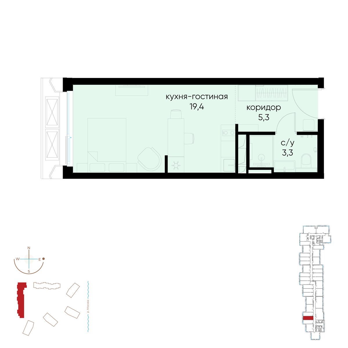 Планировка 28.0 м²