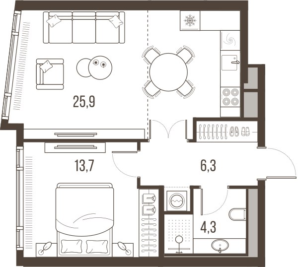 Планировка 50.9 м²