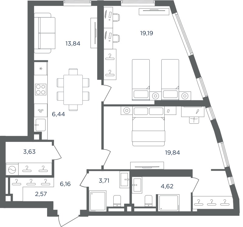 Планировка 80.0 м²
