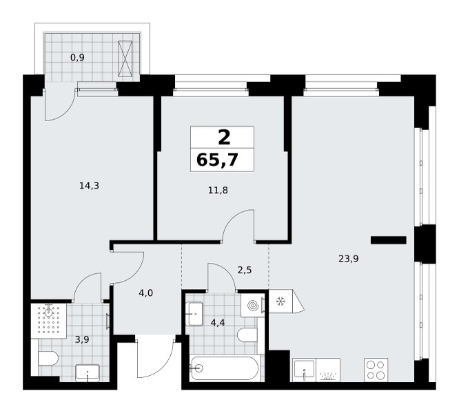 Планировка 65.7 м²