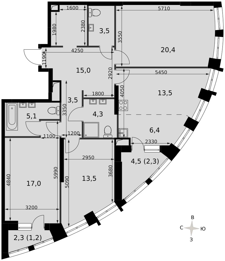 Планировка 104.8 м²