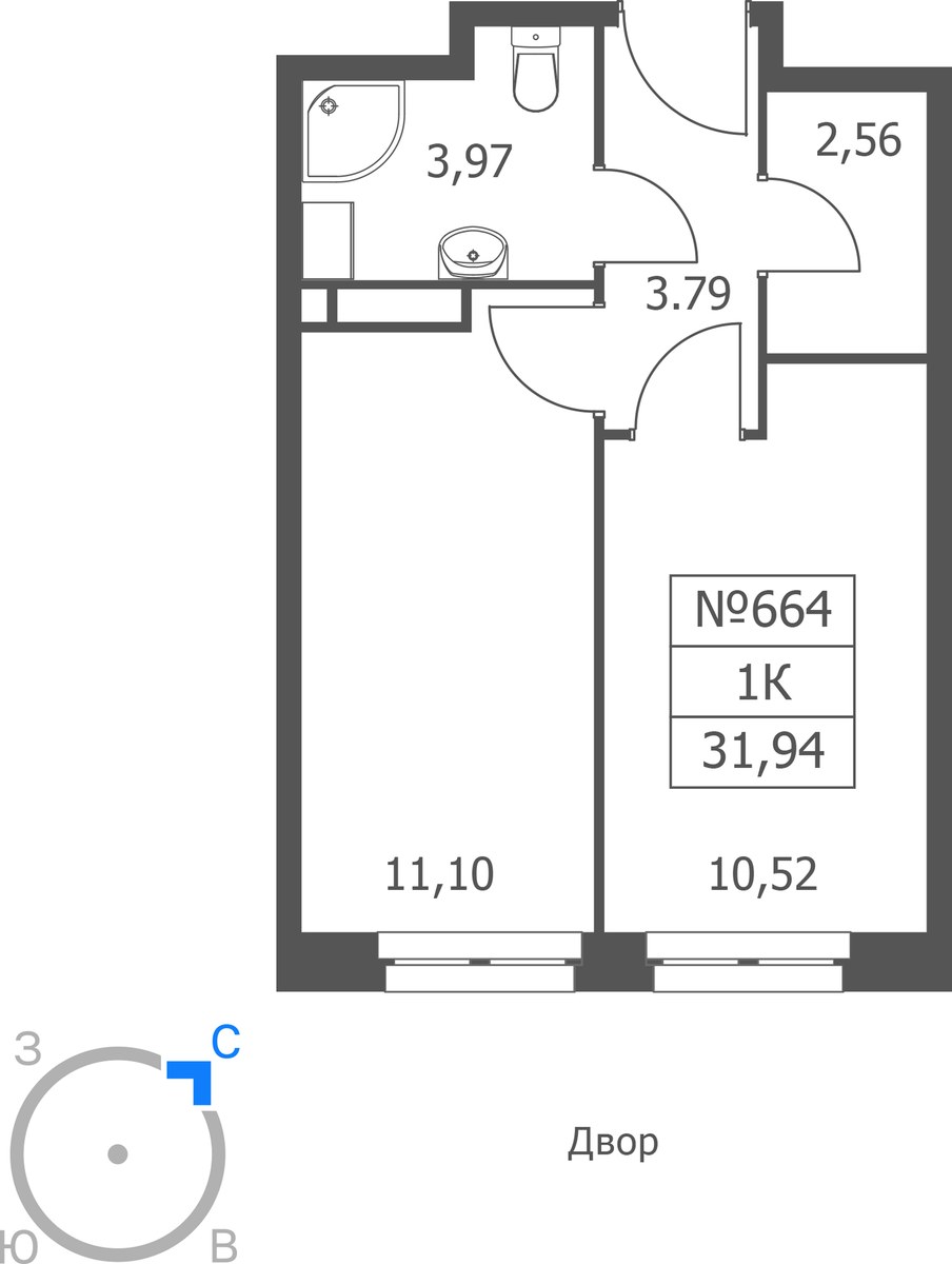Планировка 31.94 м²