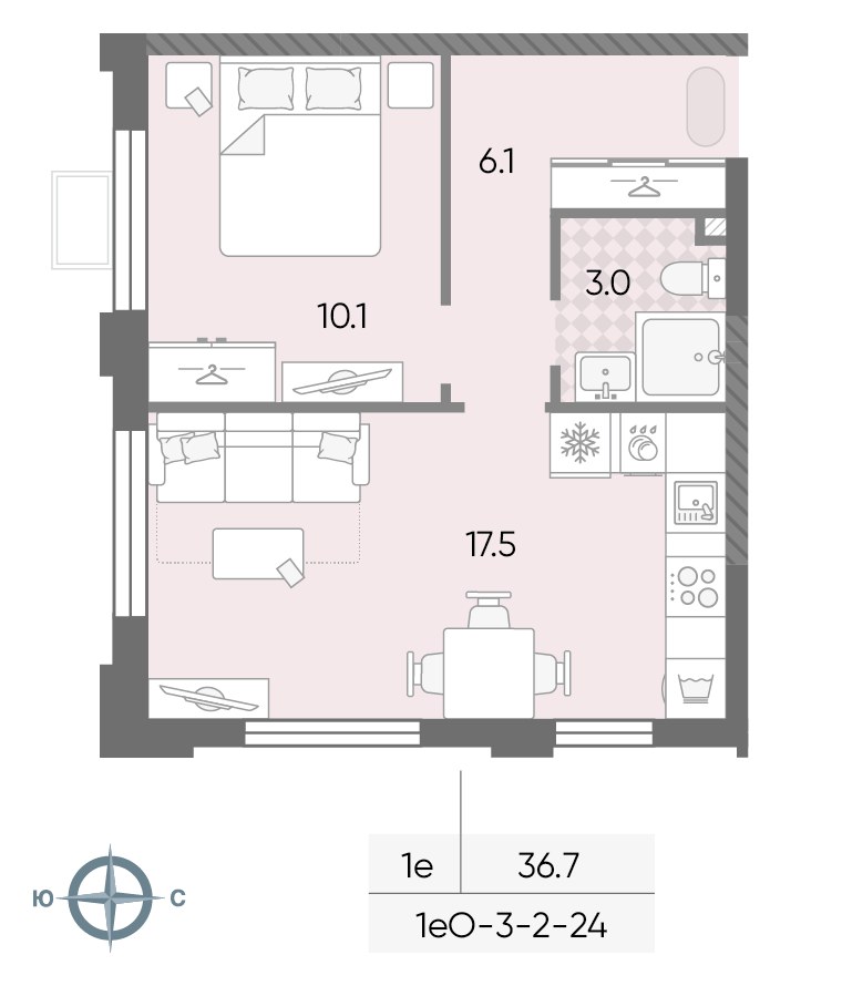 Планировка 36.7 м²