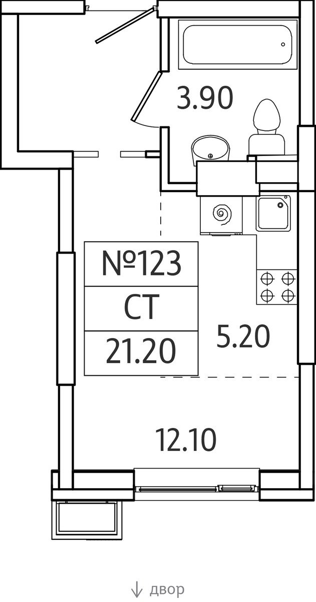 Планировка 21.2 м²