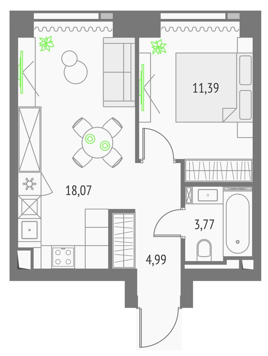 Планировка 38.22 м²