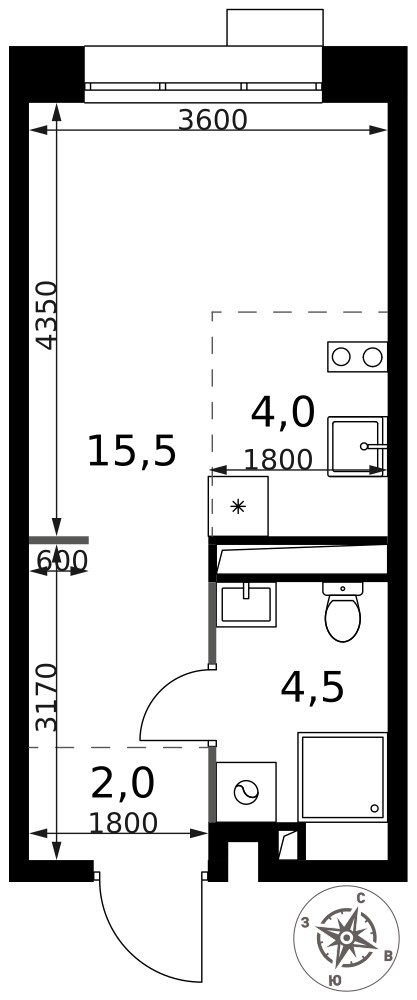 Планировка 26.0 м²