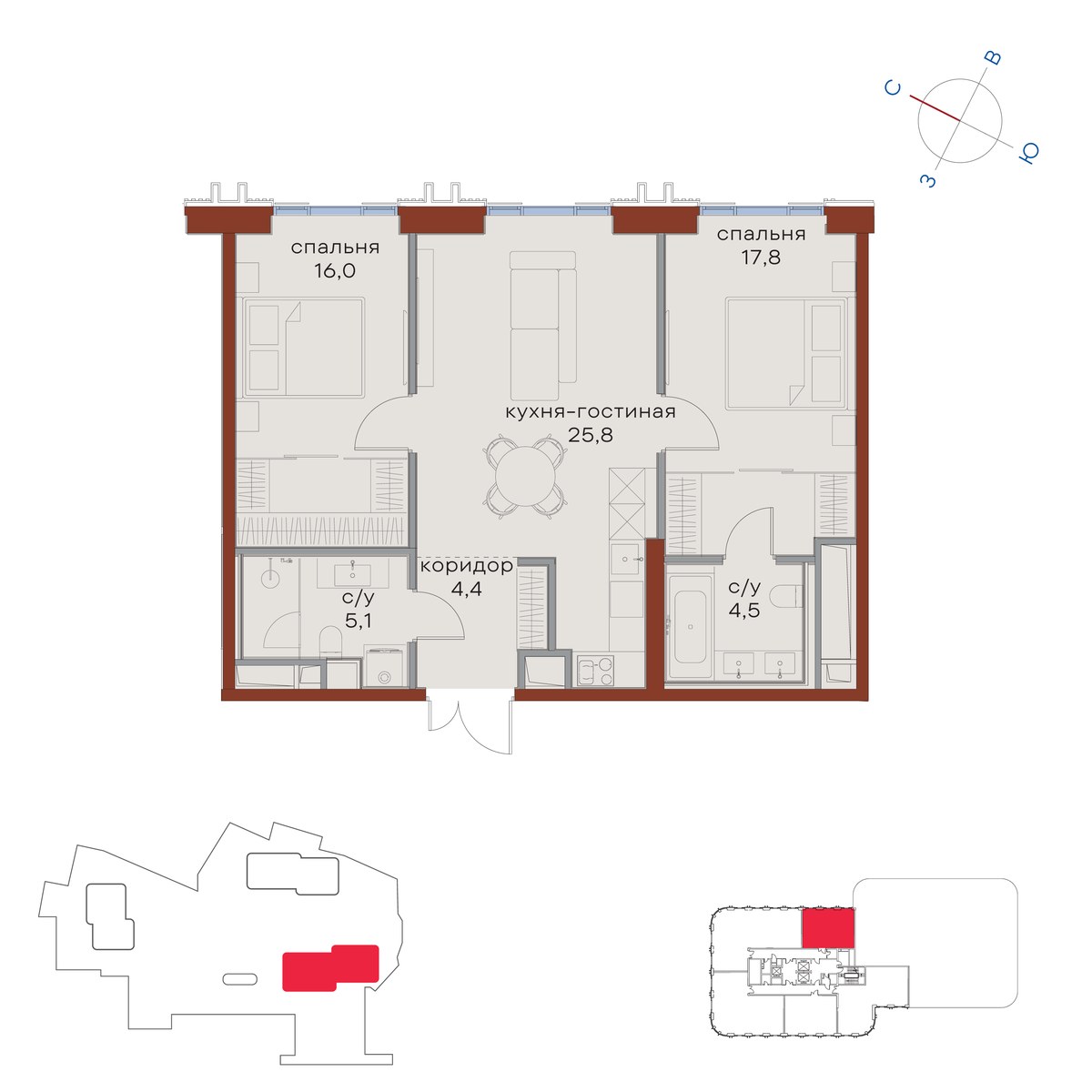 Планировка 73.6 м²