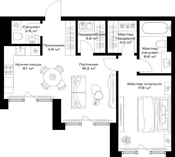 Планировка 65.8 м²