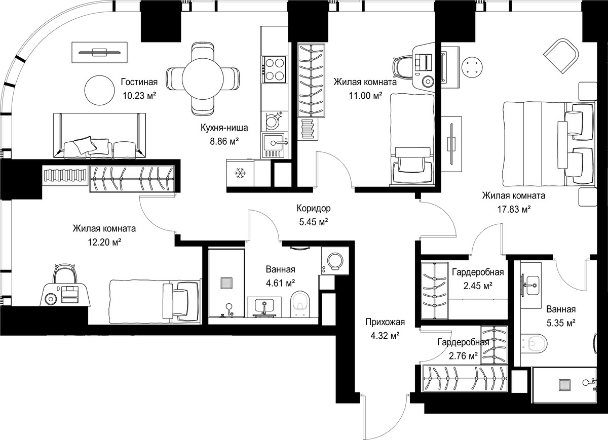 Планировка 85.06 м²