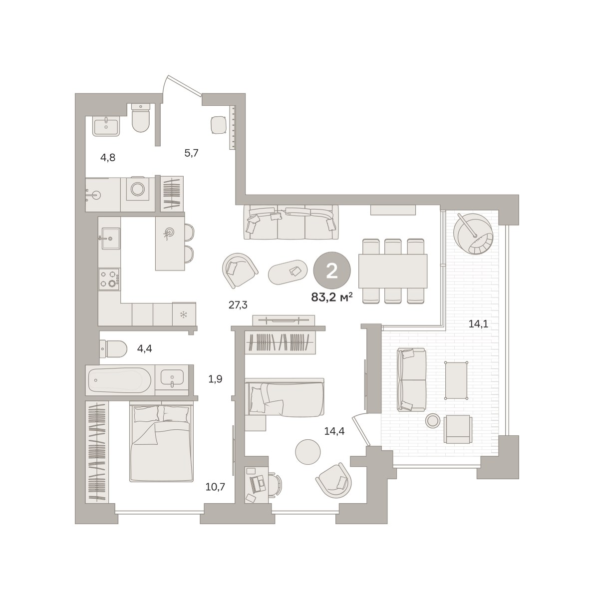Планировка 83.24 м²