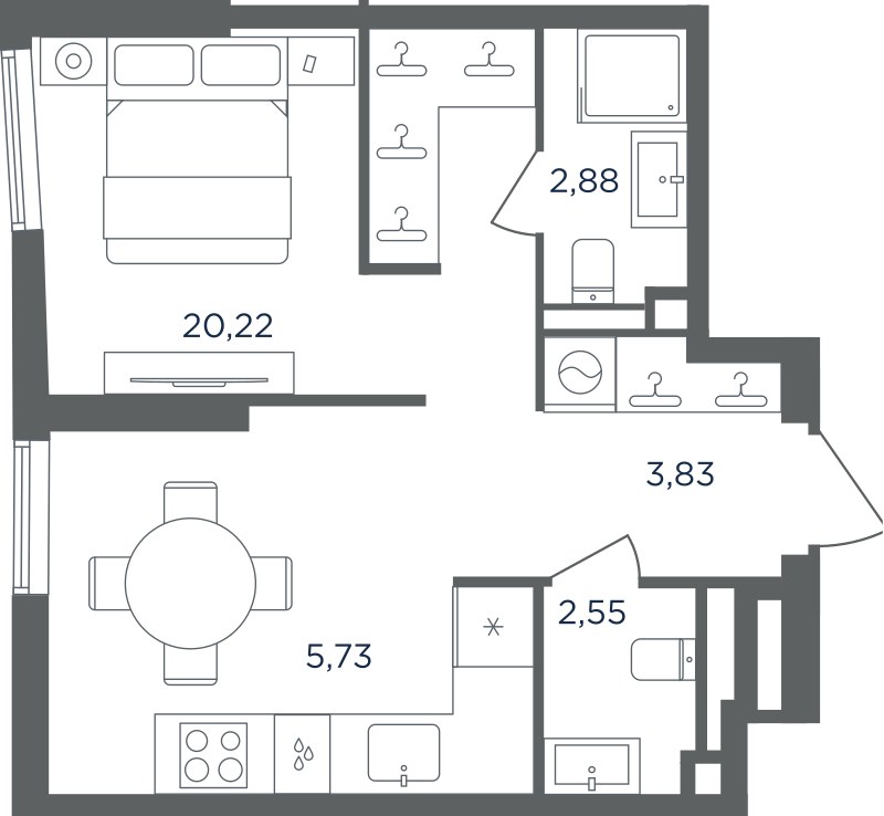 Планировка: 1-комнатная, 35.21 м²