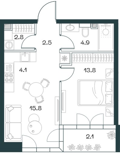 Планировка 46.0 м²