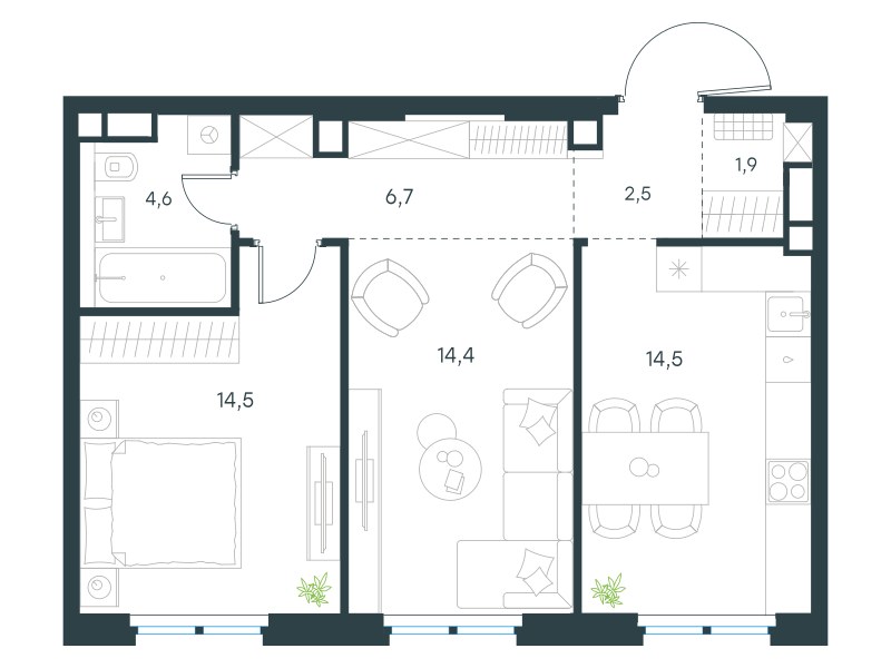 Планировка 59.1 м²