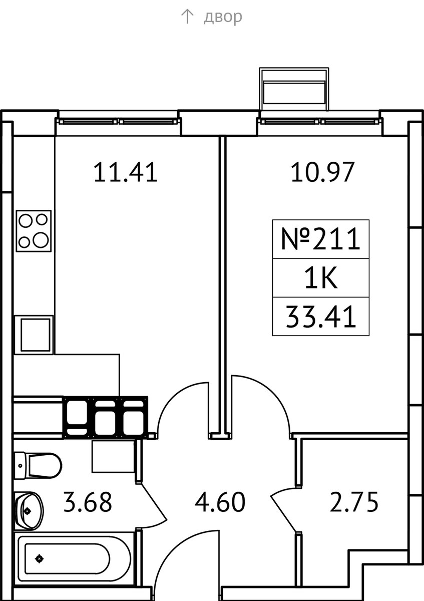 Планировка 33.41 м²