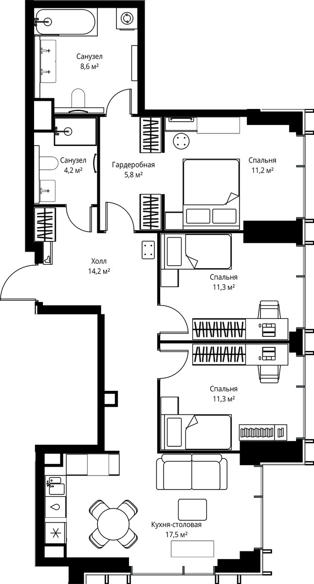 Планировка 84.1 м²