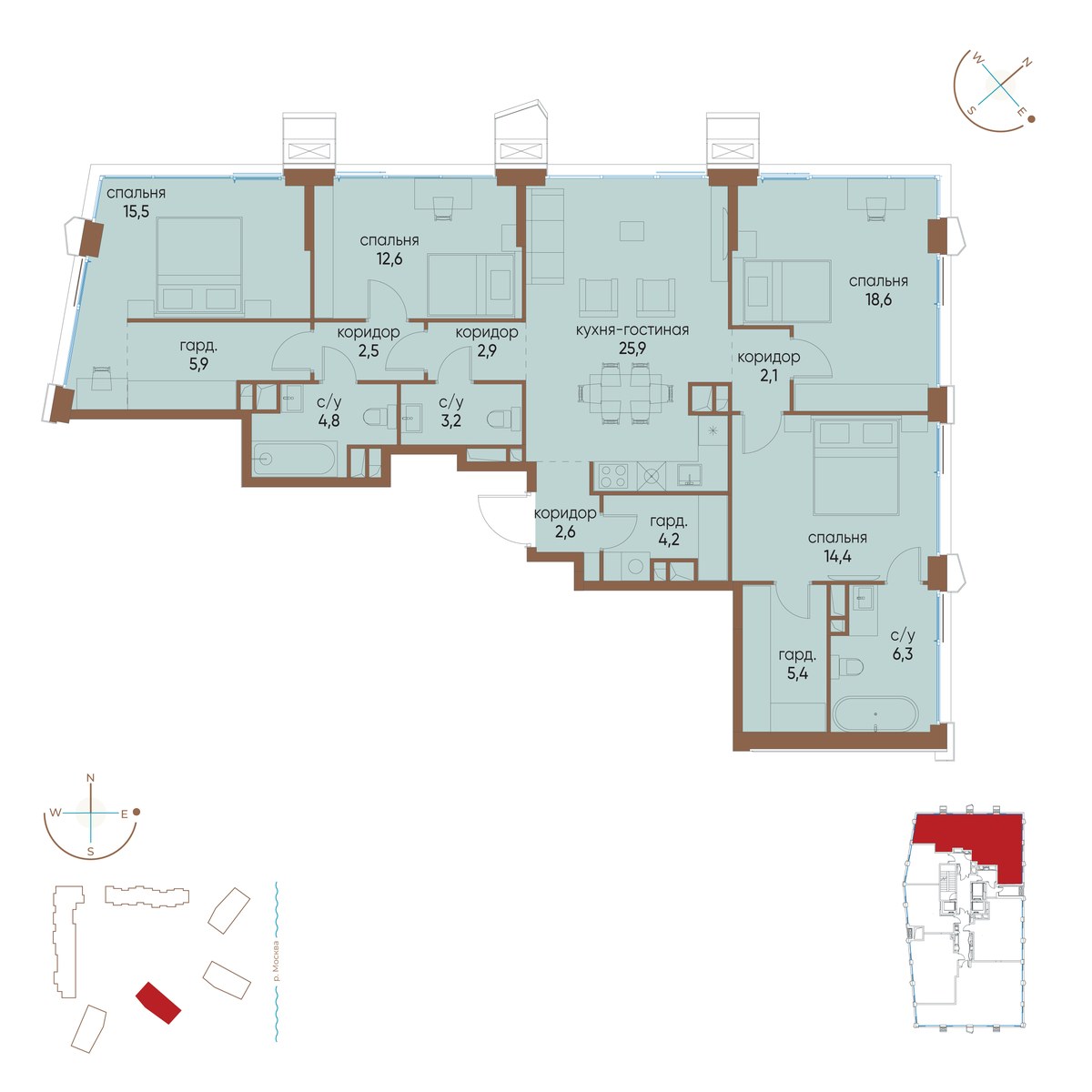 Планировка 126.9 м²