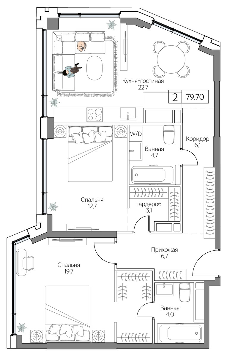 Планировка 79.7 м²