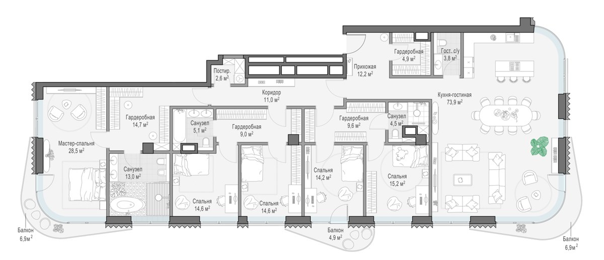 Планировка 254.6 м²