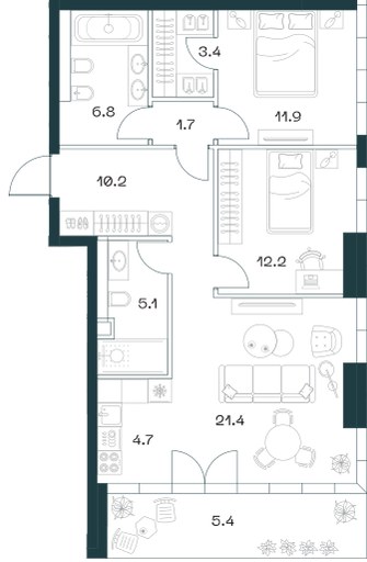 Планировка 82.6 м²
