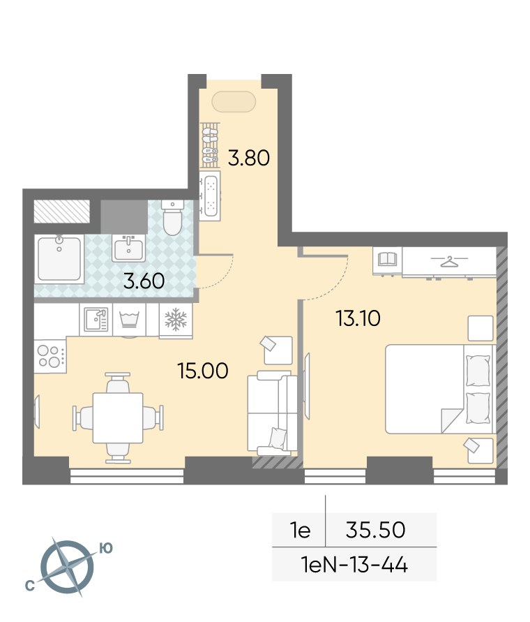 Планировка 35.5 м²
