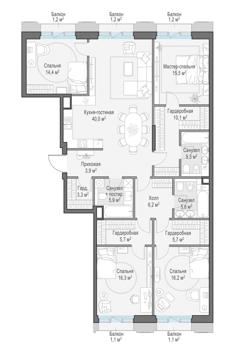 Планировка 156.0 м²