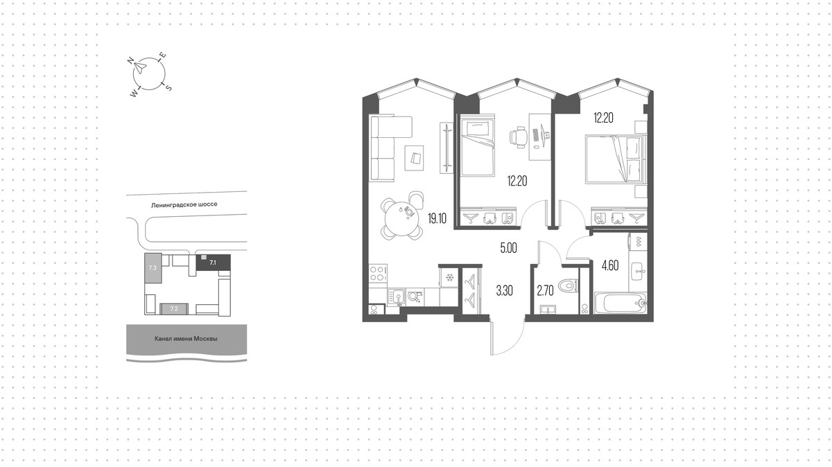 Планировка 59.1 м²