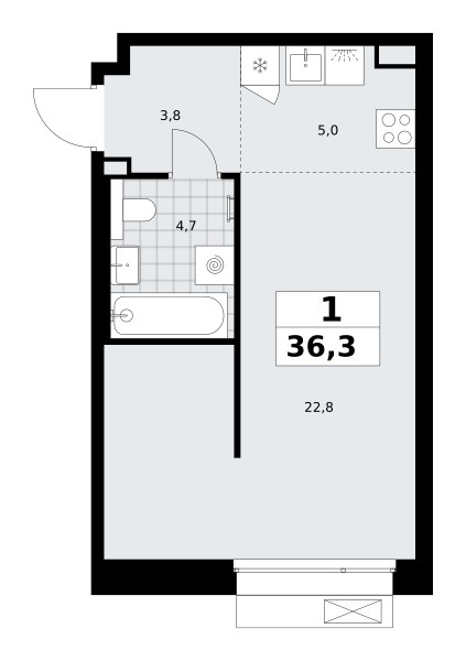 Планировка 36.3 м²