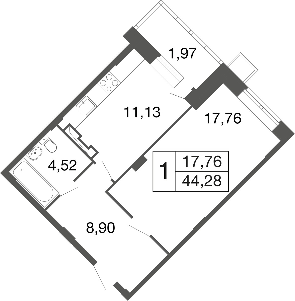 Планировка 42.3 м²