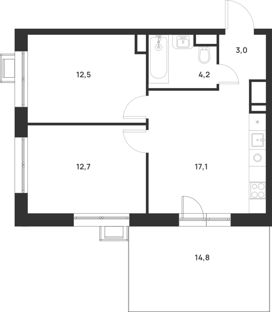 Планировка 53.9 м²