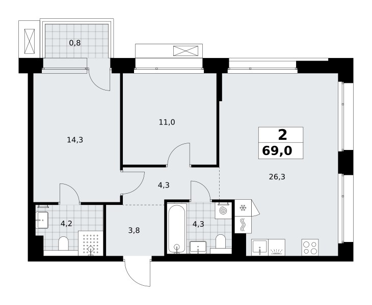 Планировка 69.0 м²