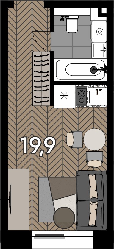 Планировка 19.9 м²