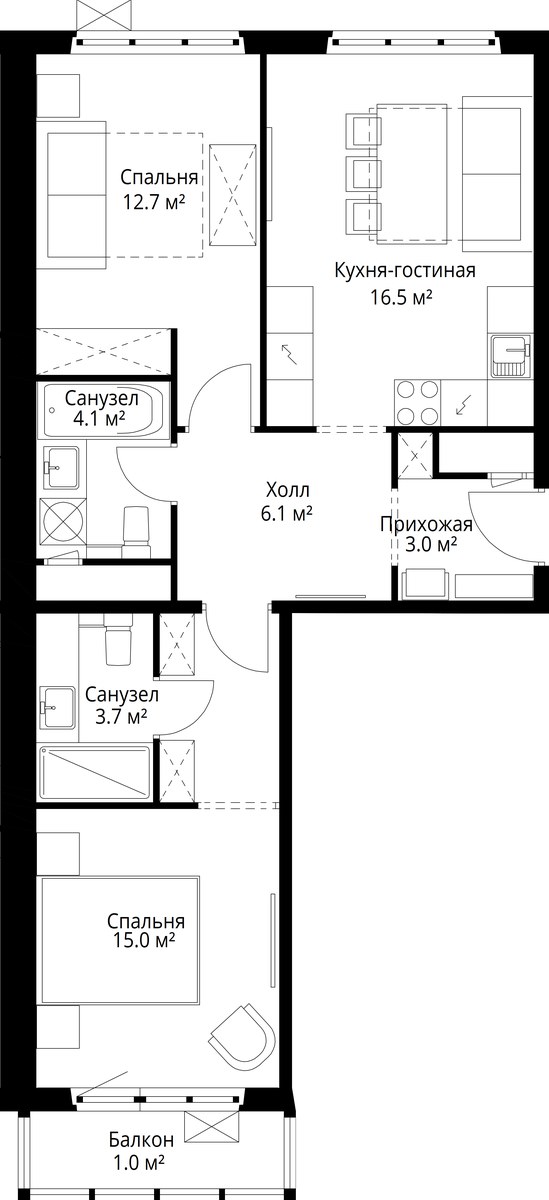 Планировка 62.1 м²