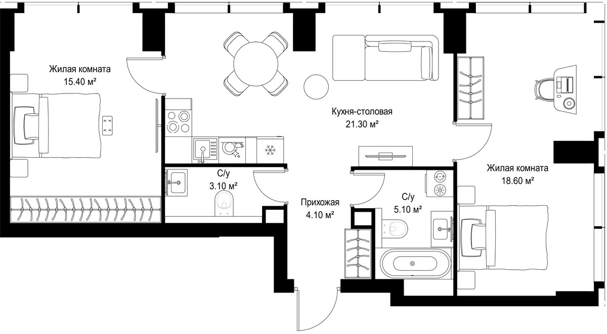 Планировка 67.6 м²