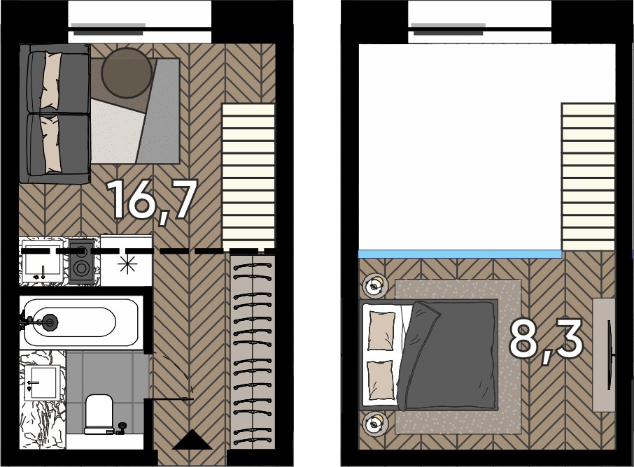 Планировка 23.4 м²