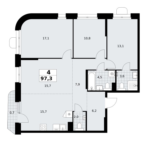 Планировка 97.3 м²