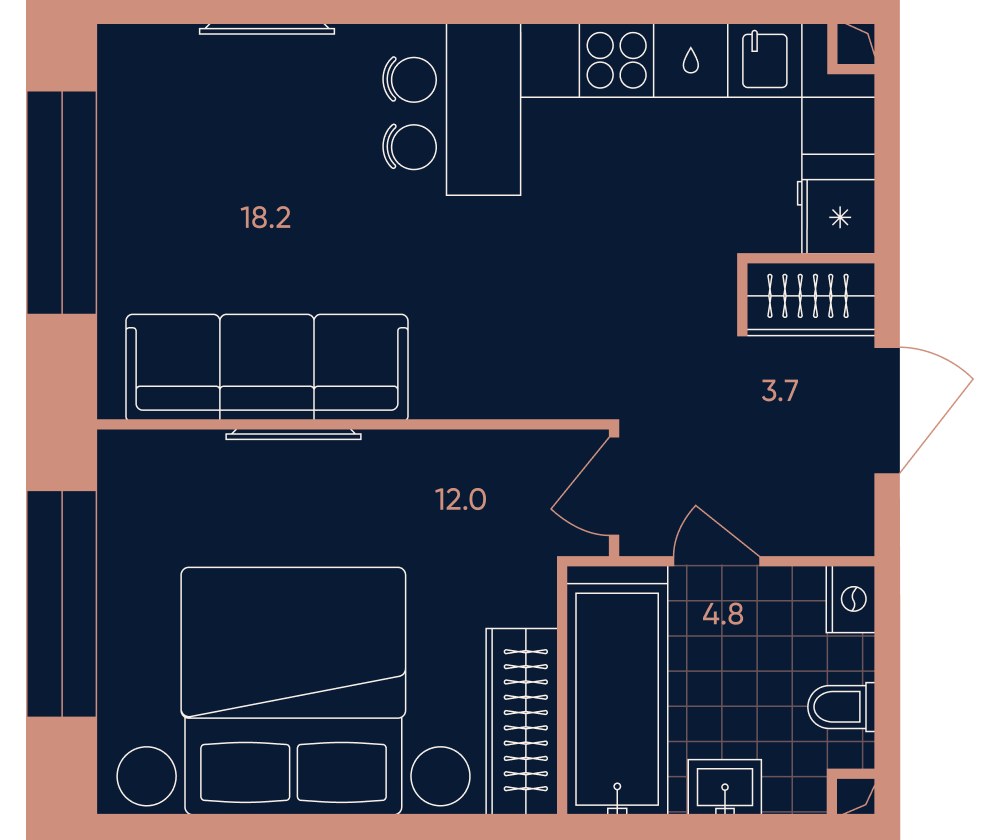 Планировка 38.6 м²