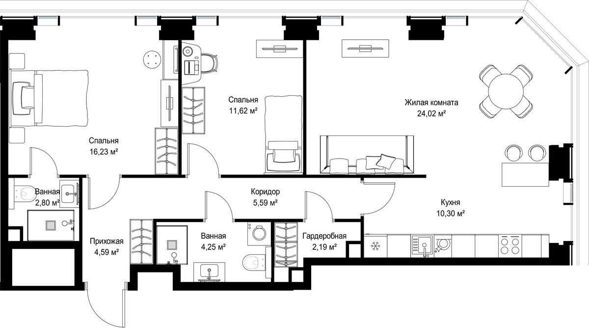 Планировка 81.59 м²