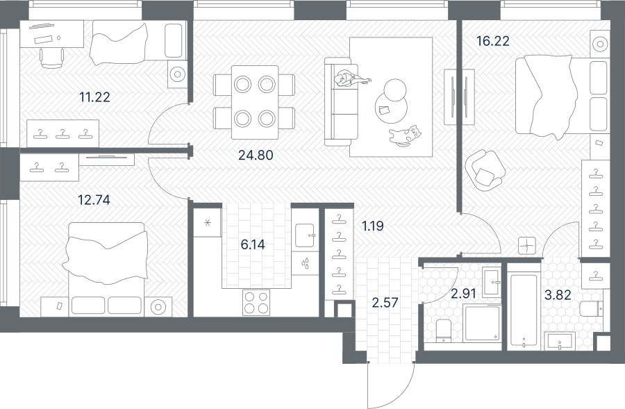 Планировка 81.61 м²