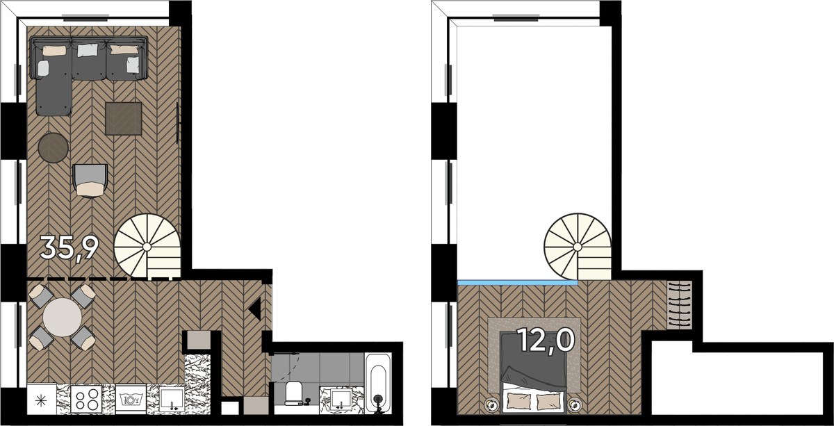 Планировка 47.9 м²