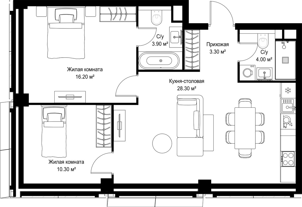 Планировка 66.0 м²