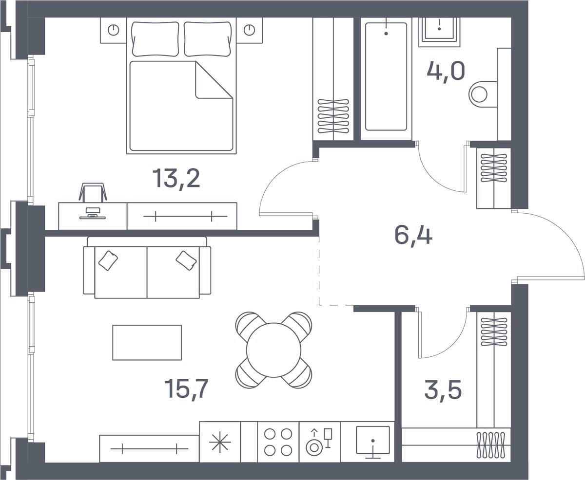 Планировка 42.8 м²