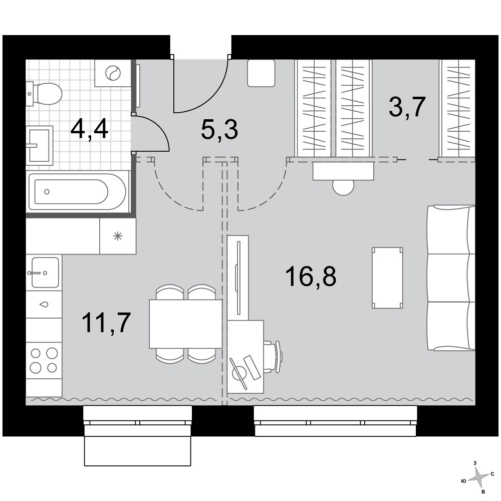 Планировка 41.9 м²