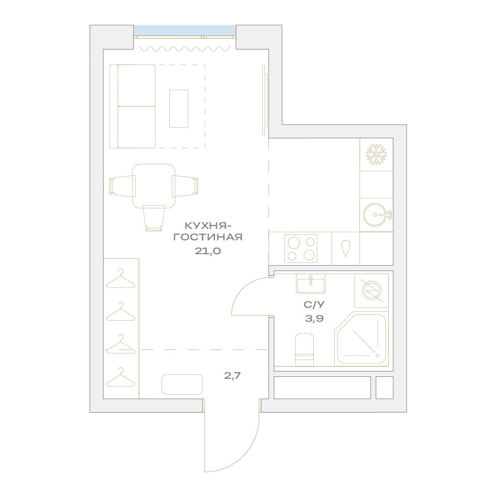 Планировка 27.6 м²