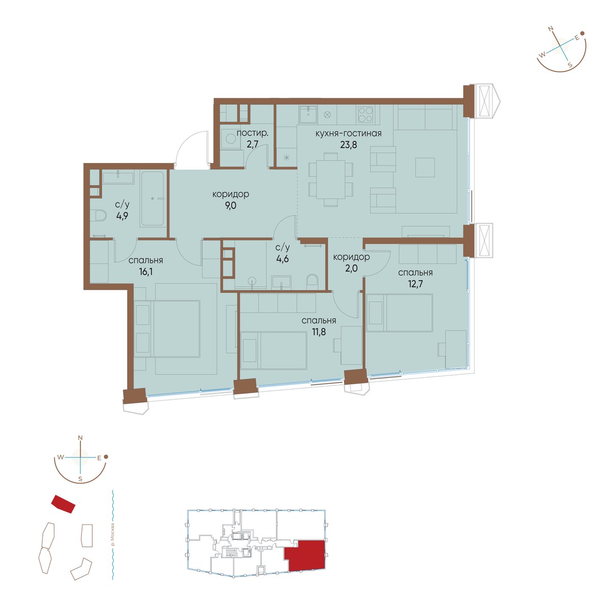 Планировка 87.6 м²