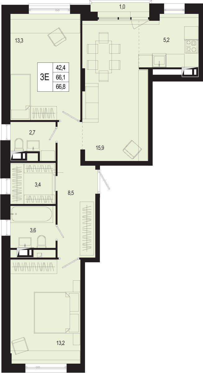 Планировка 69.5 м²