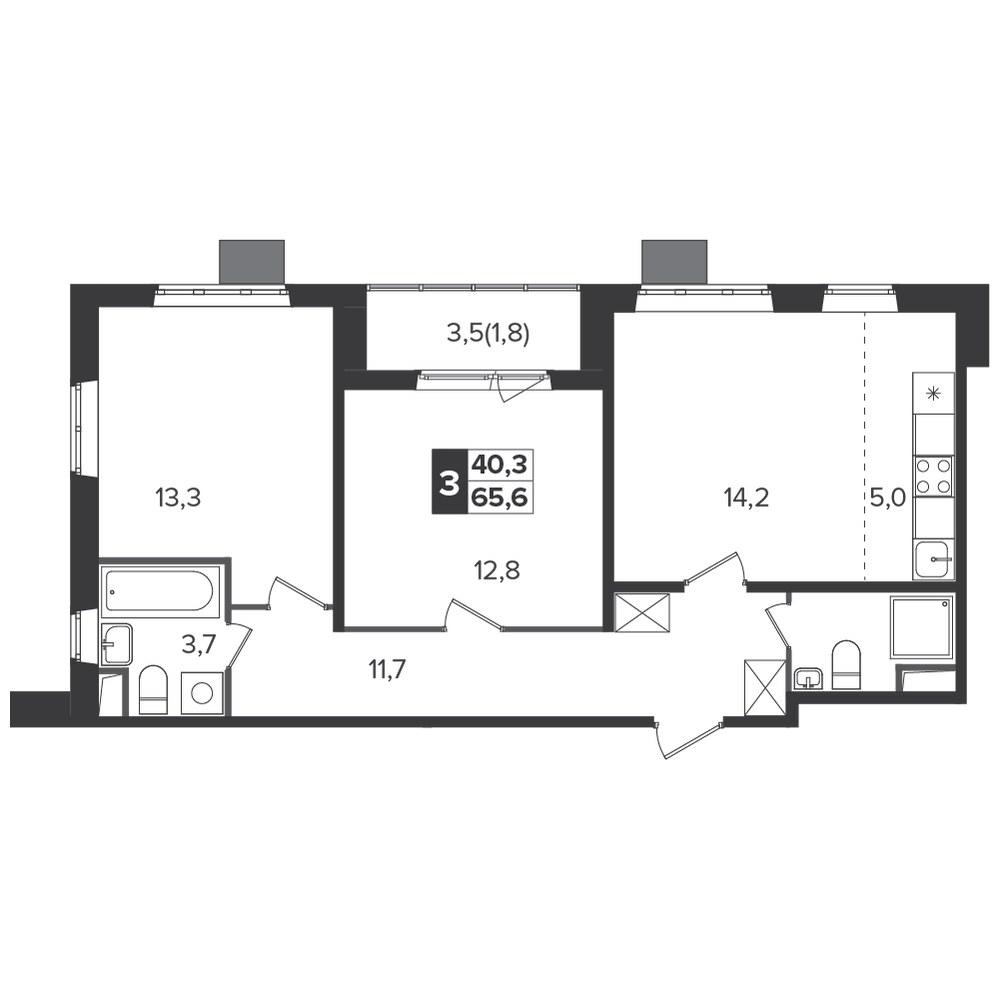 Планировка 65.0 м²