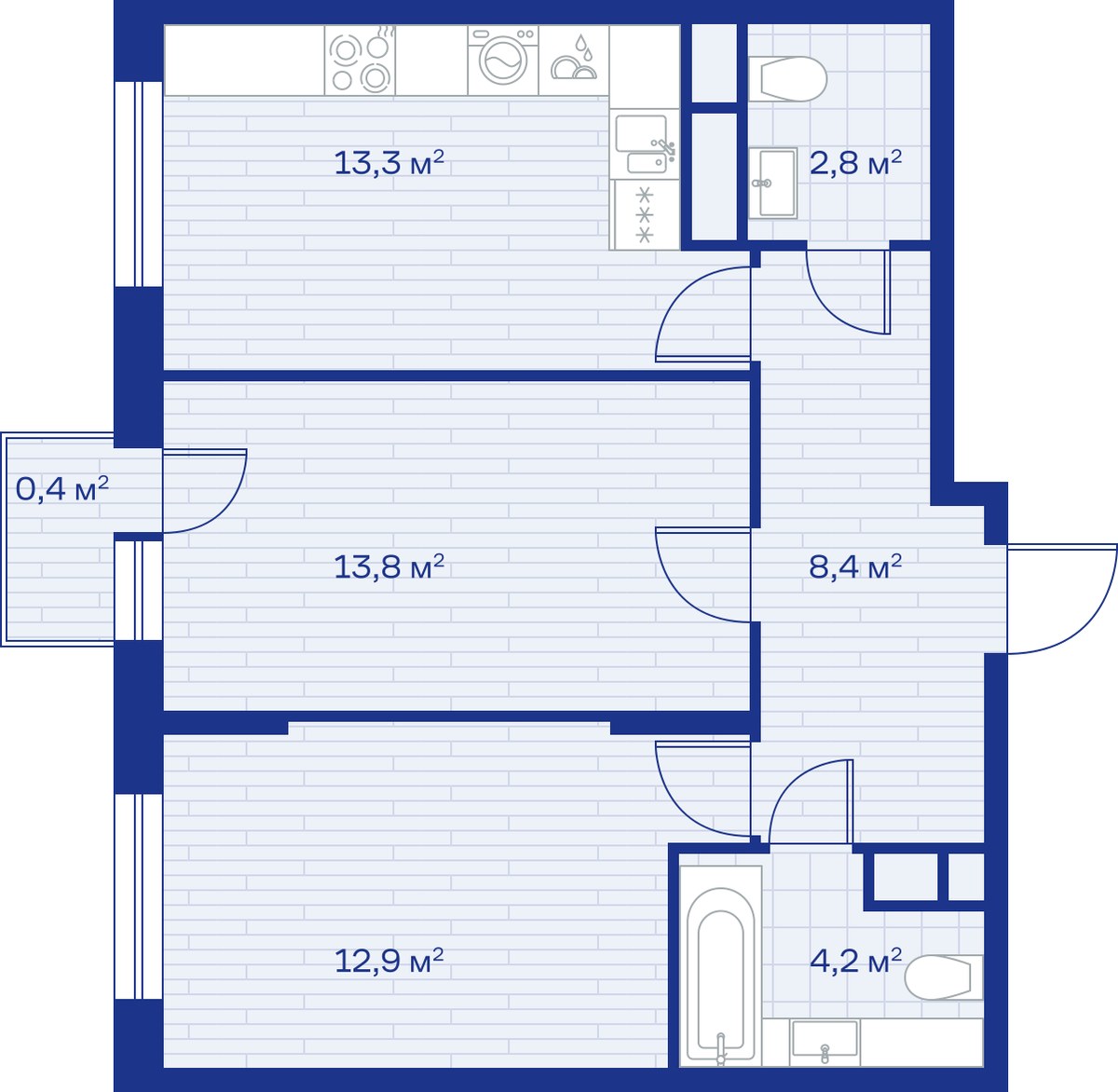 Планировка 56.0 м²