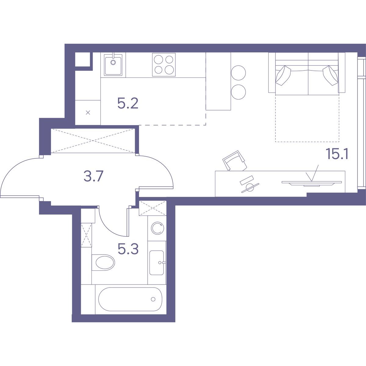 Планировка 29.3 м²