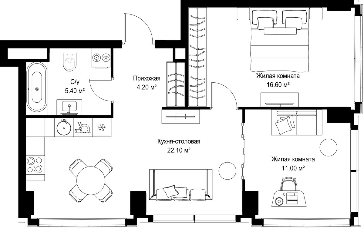 Планировка 59.3 м²