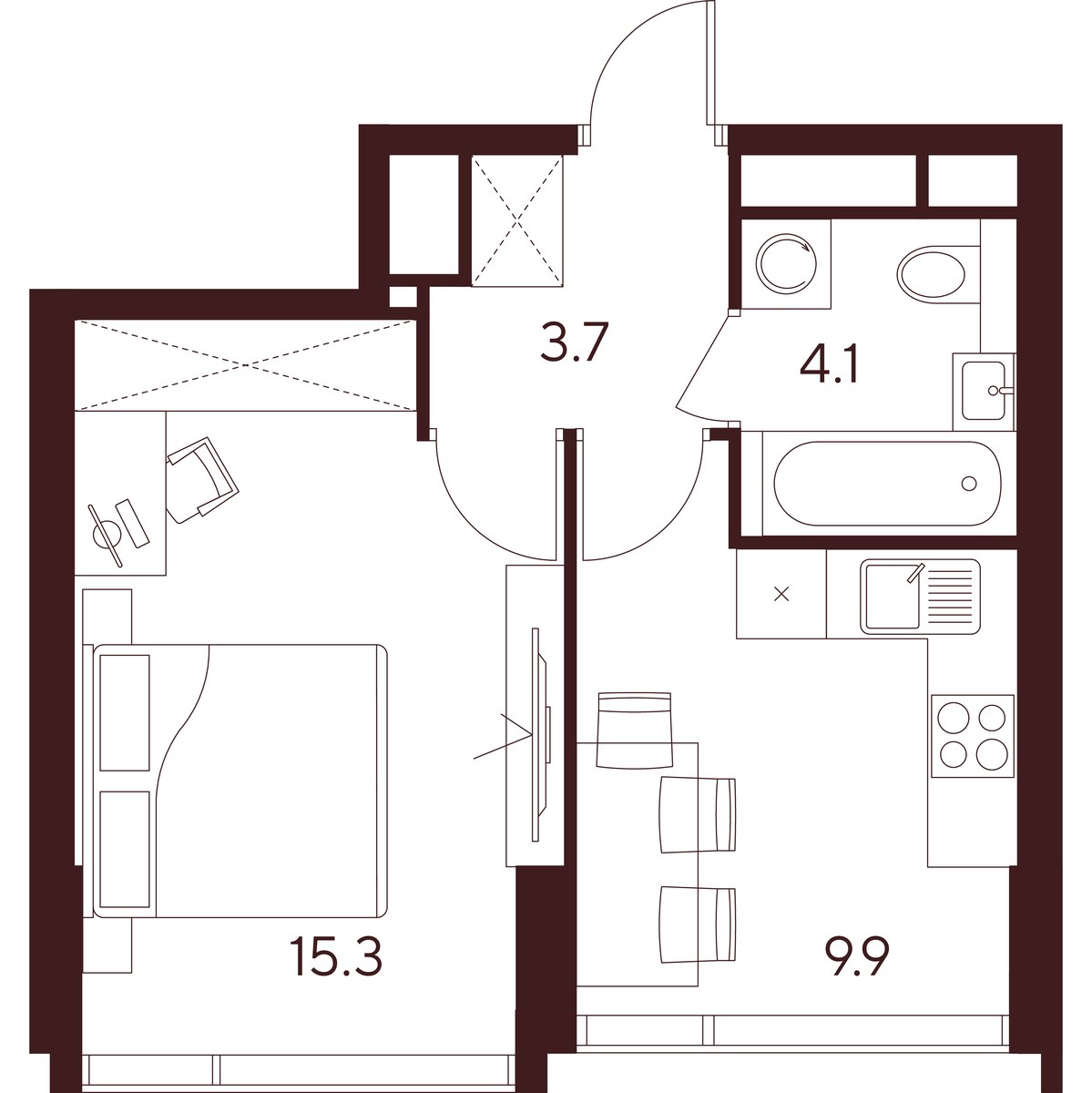 Планировка 33.0 м²